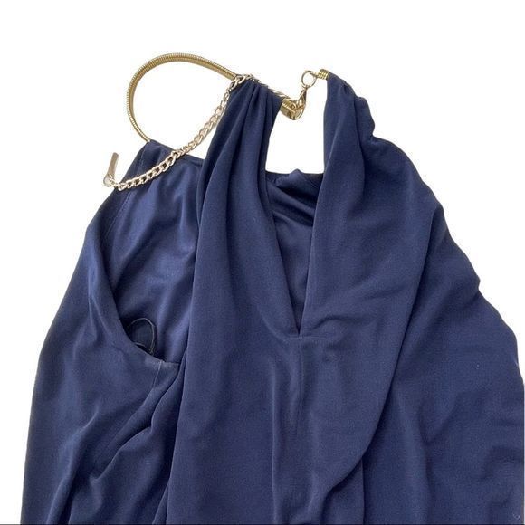 Navy Jessica Simpson Halter Necklace Dress - Picture 4 of 8